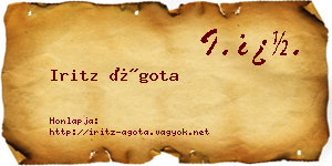 Iritz Ágota névjegykártya